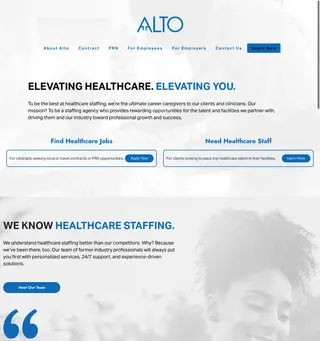 Alto Health Care Staffing platform preview