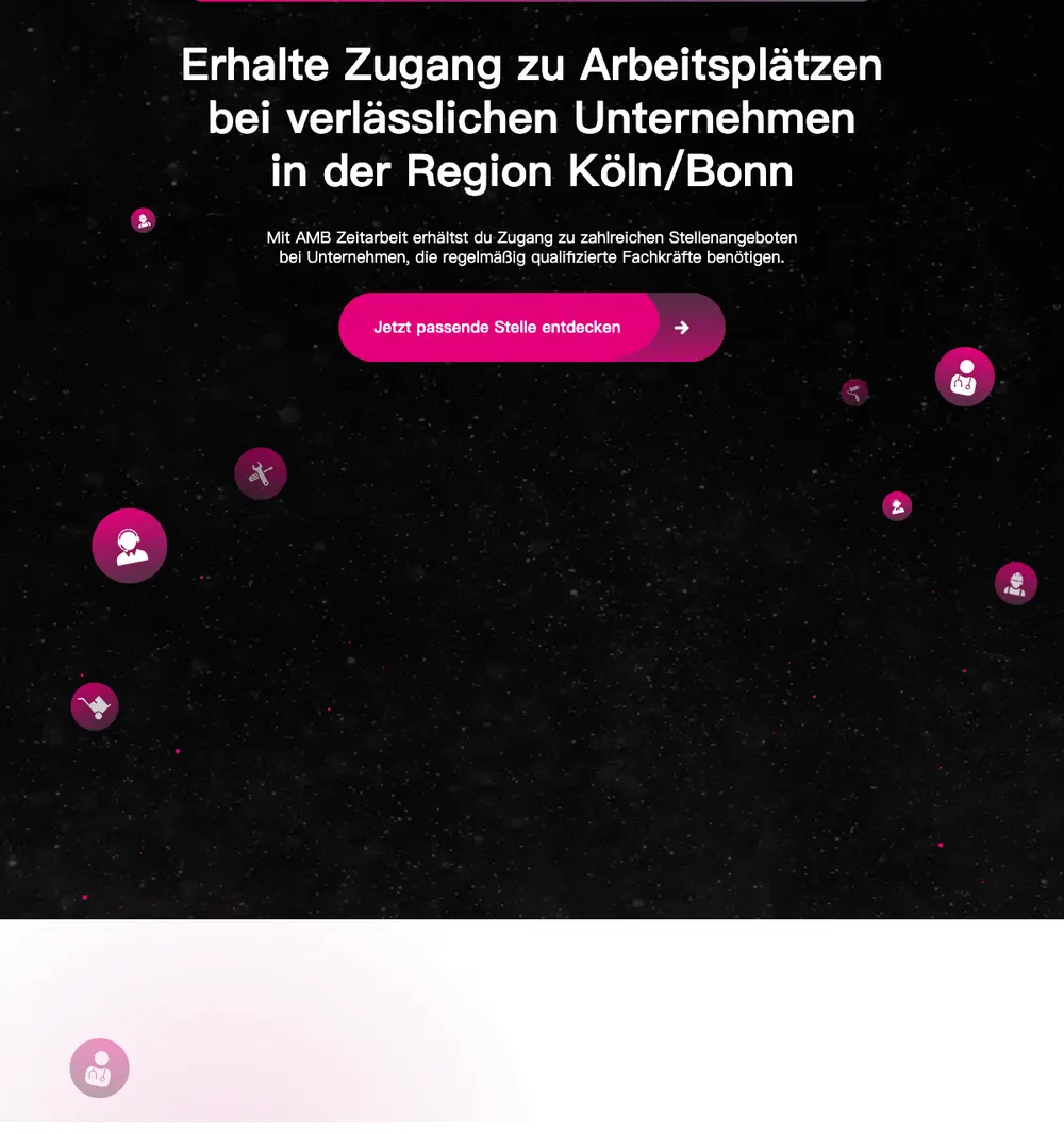 AMB Zeitarbeit job board platform screenshot showing job search interface