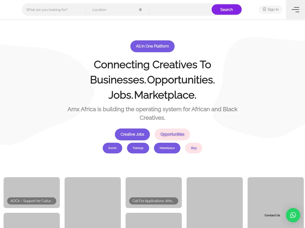 Amx Africa screenshot Amx Africa job board platform screenshot showing job search interface