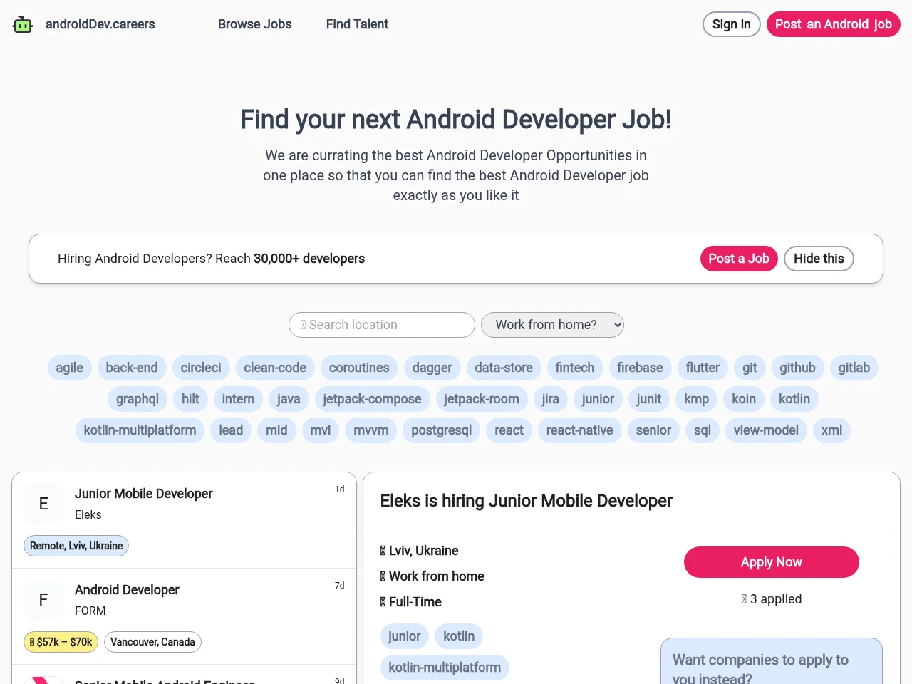 androidDev.careers screenshot androidDev.careers website screenshot