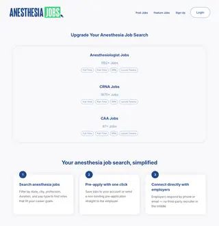 Anesthesia Jobs platform preview