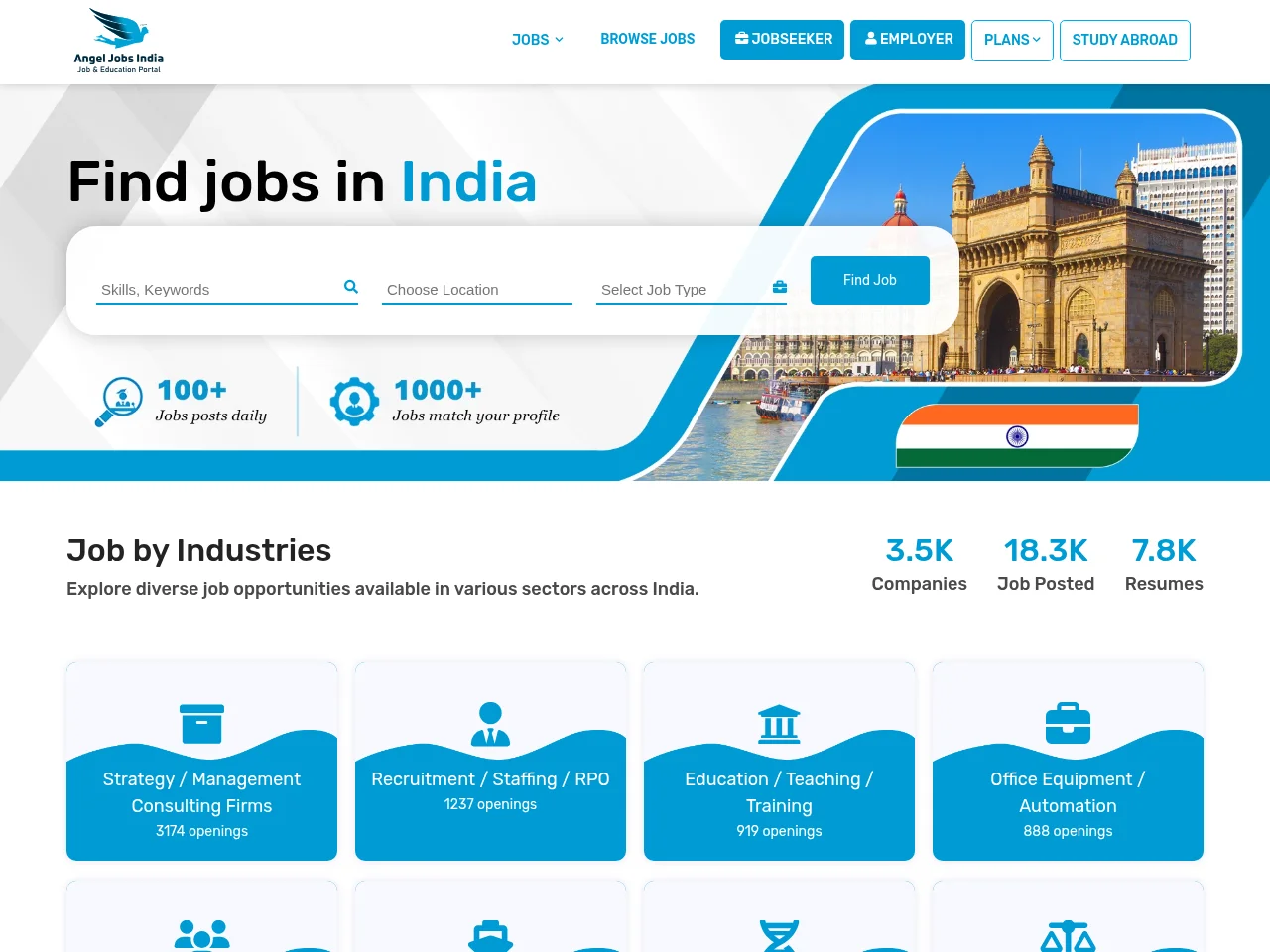 Angel Jobs screenshot Angel Jobs job board platform screenshot showing job search interface