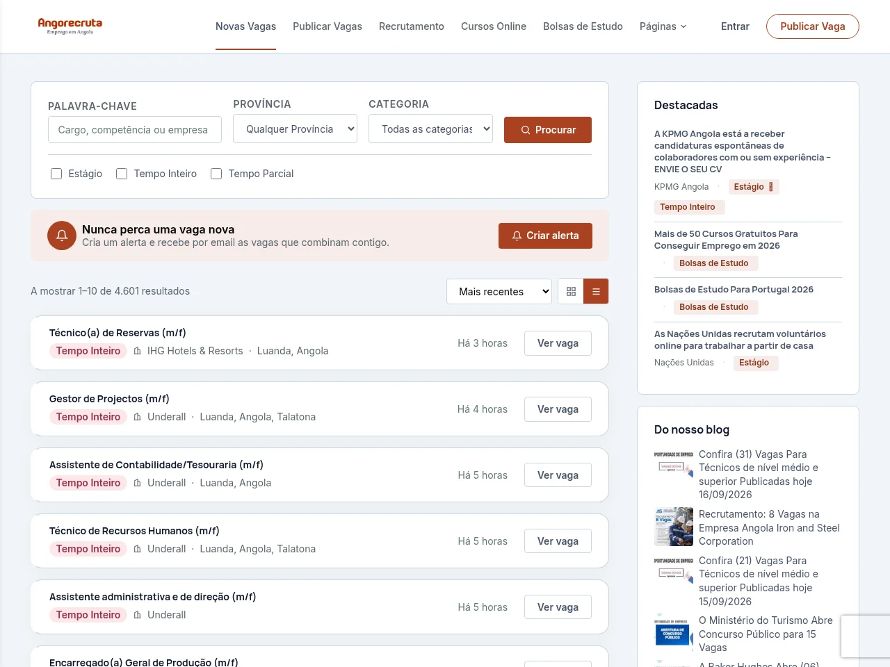 AngoRecruta screenshot AngoRecruta job board platform screenshot showing job search interface