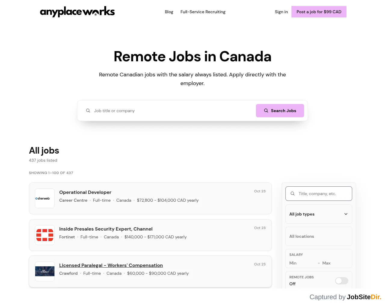Anyplace Works screenshot Anyplace Works website screenshot