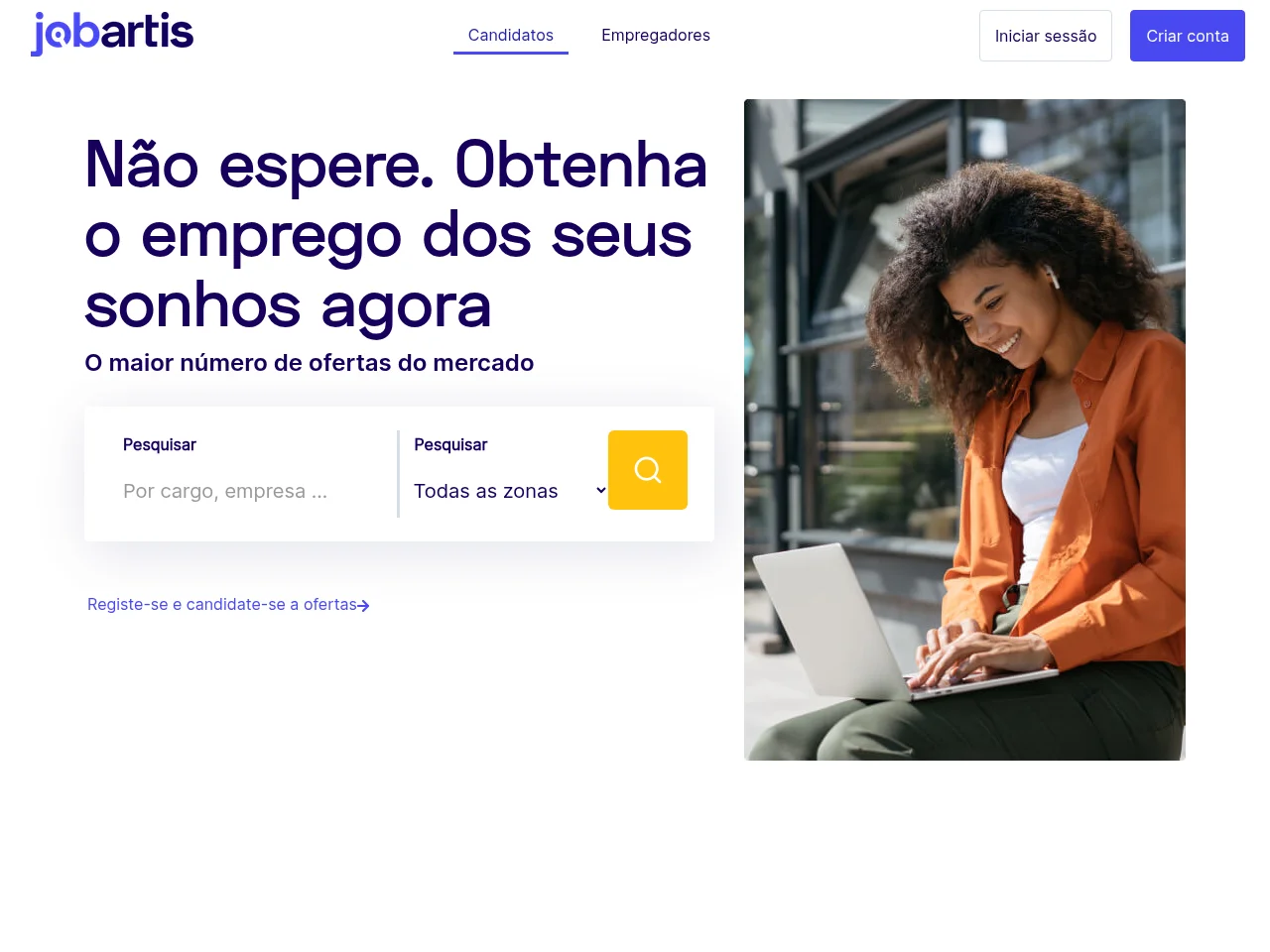 Jobartis job board platform screenshot showing job search interface