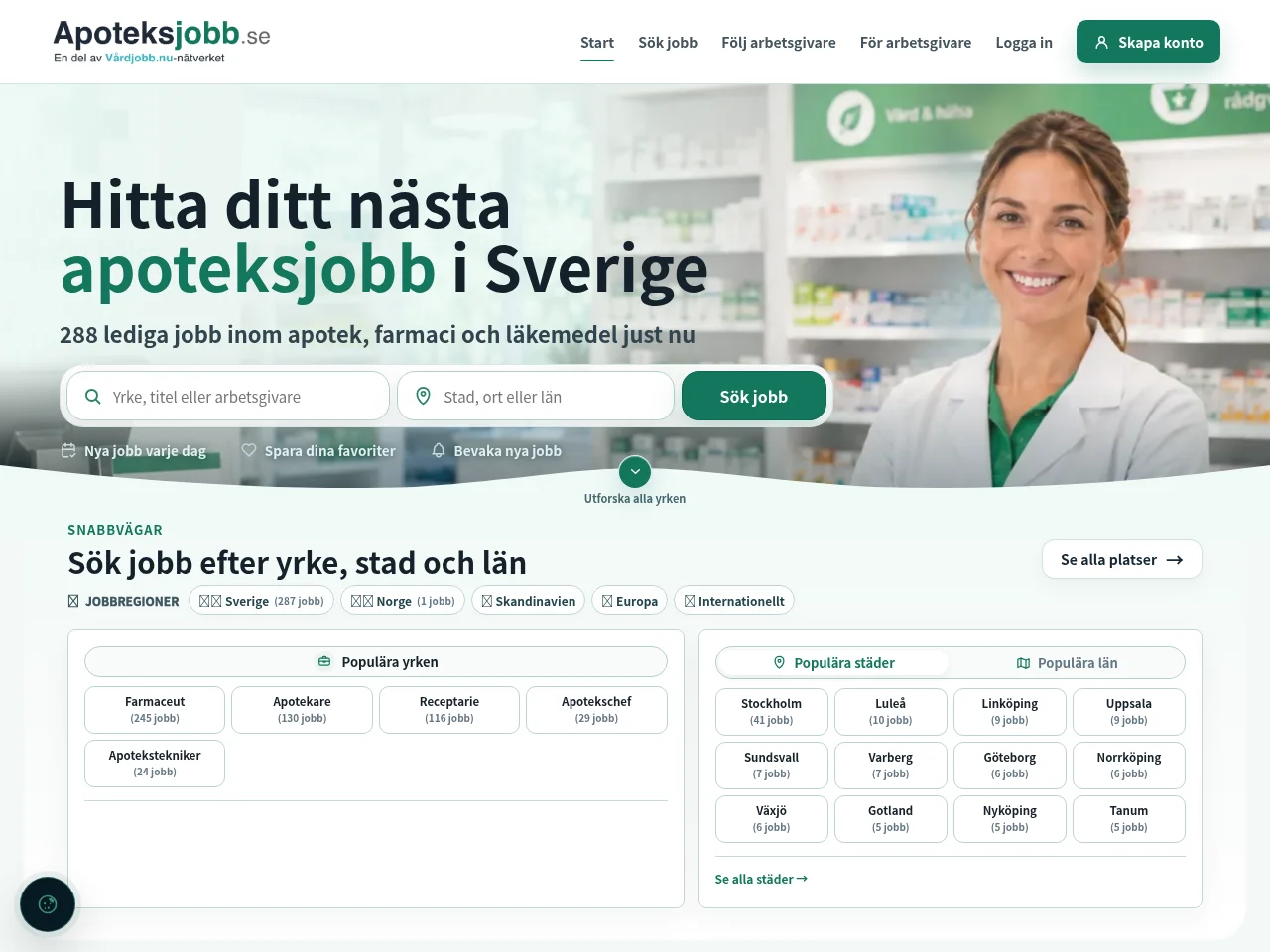 apoteksjobb.se screenshot apoteksjobb.se job board platform screenshot showing job search interface