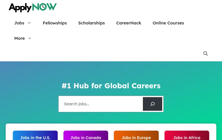 ApplyNOW job board platform screenshot showing job search interface