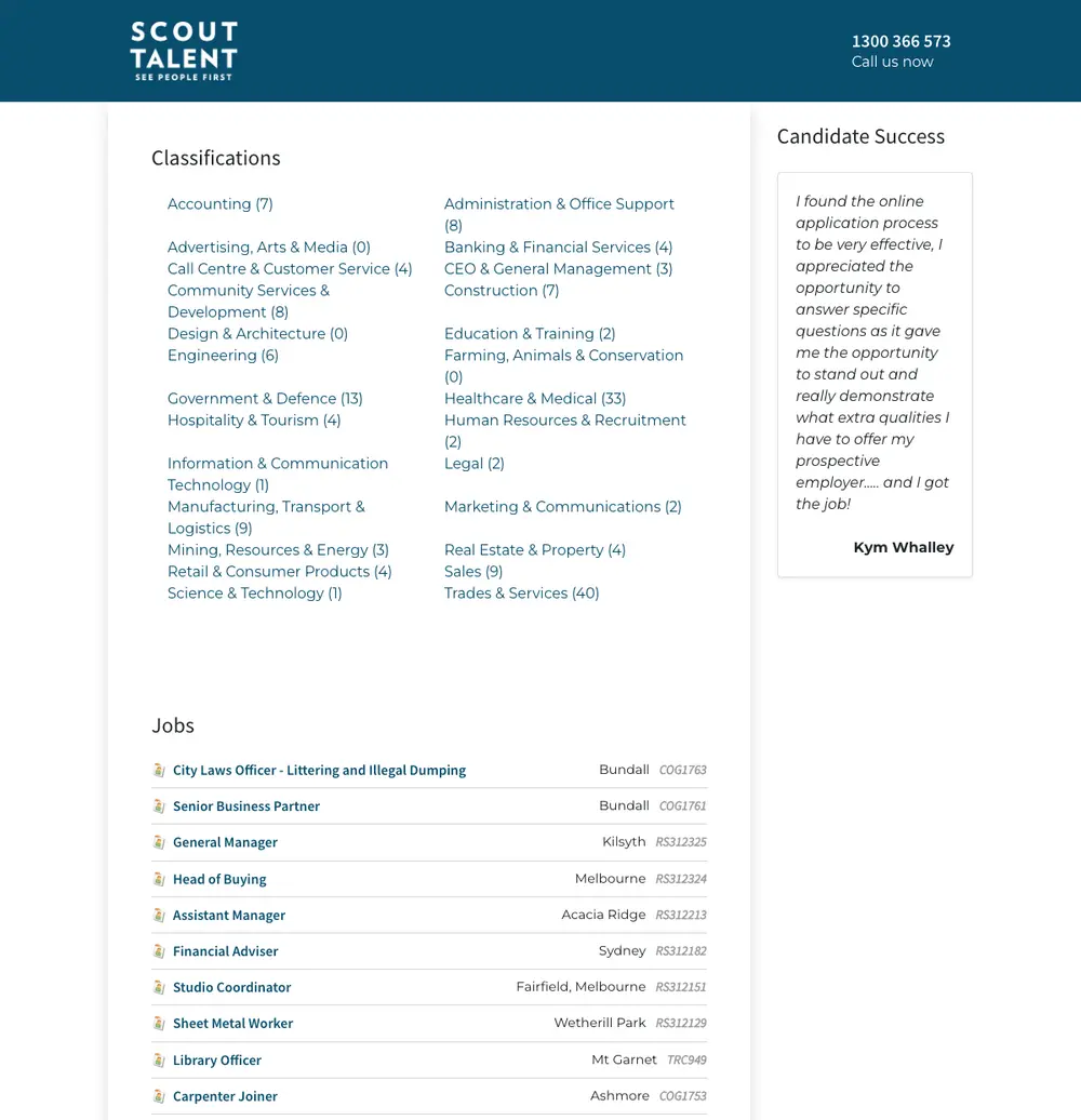 ApplyNow job board platform screenshot showing job search interface