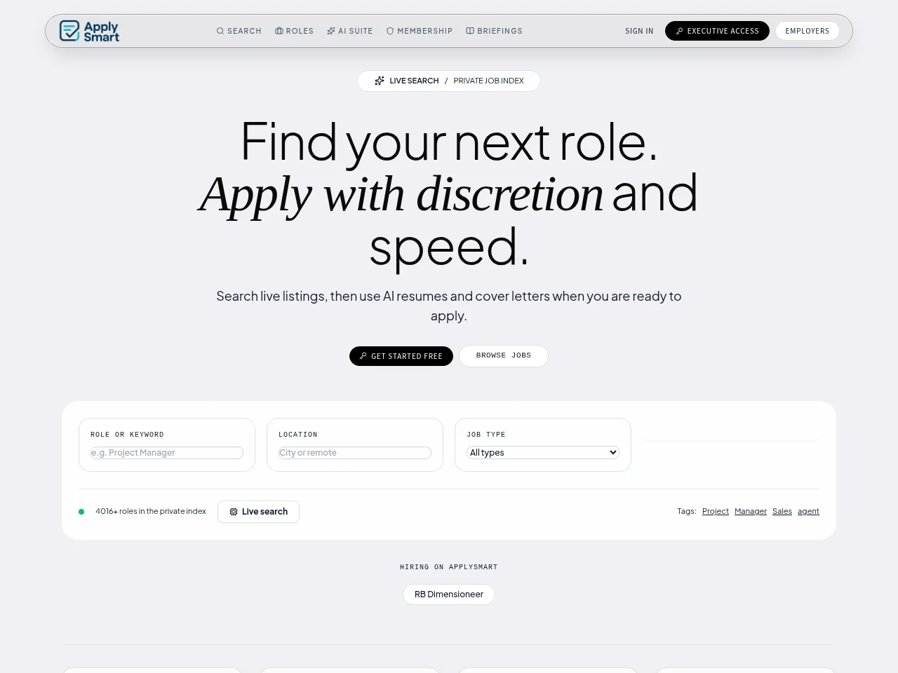 ApplySmart screenshot ApplySmart job board platform screenshot showing job search interface