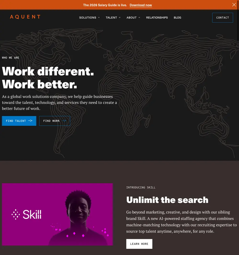 Aquent job board platform screenshot showing job search interface