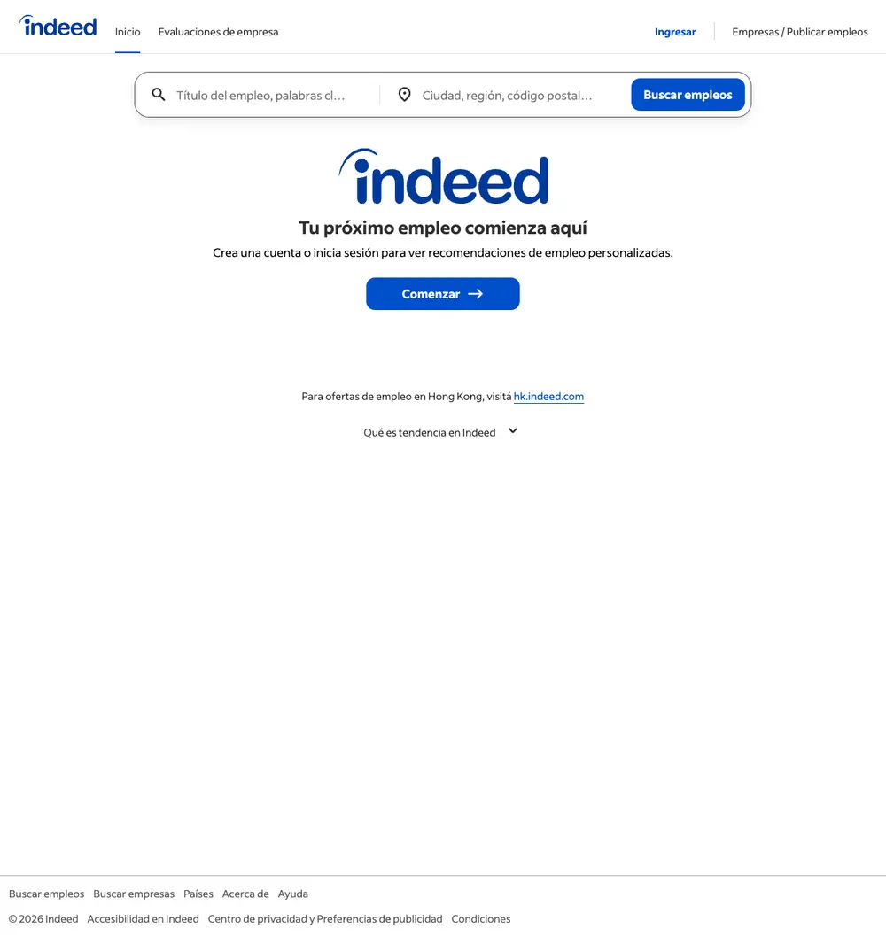 Indeed Argentina job board platform screenshot showing job search interface