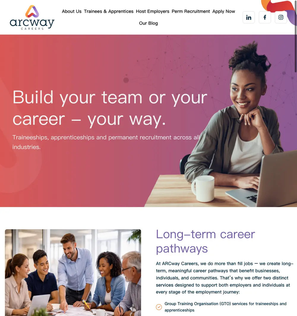 ARCway Careers job board platform screenshot showing job search interface