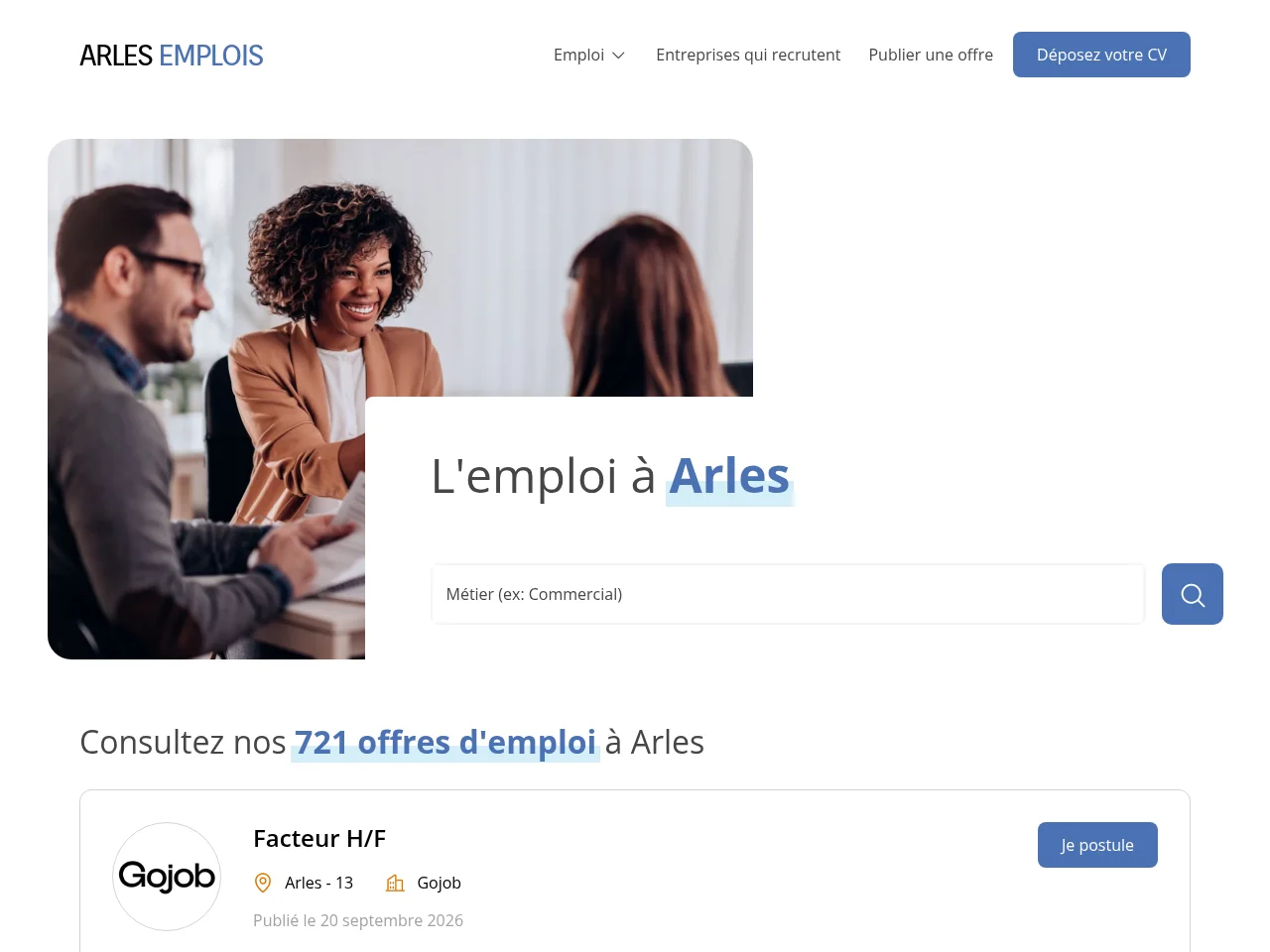 Arles Emplois screenshot Arles Emplois job board platform screenshot showing job search interface