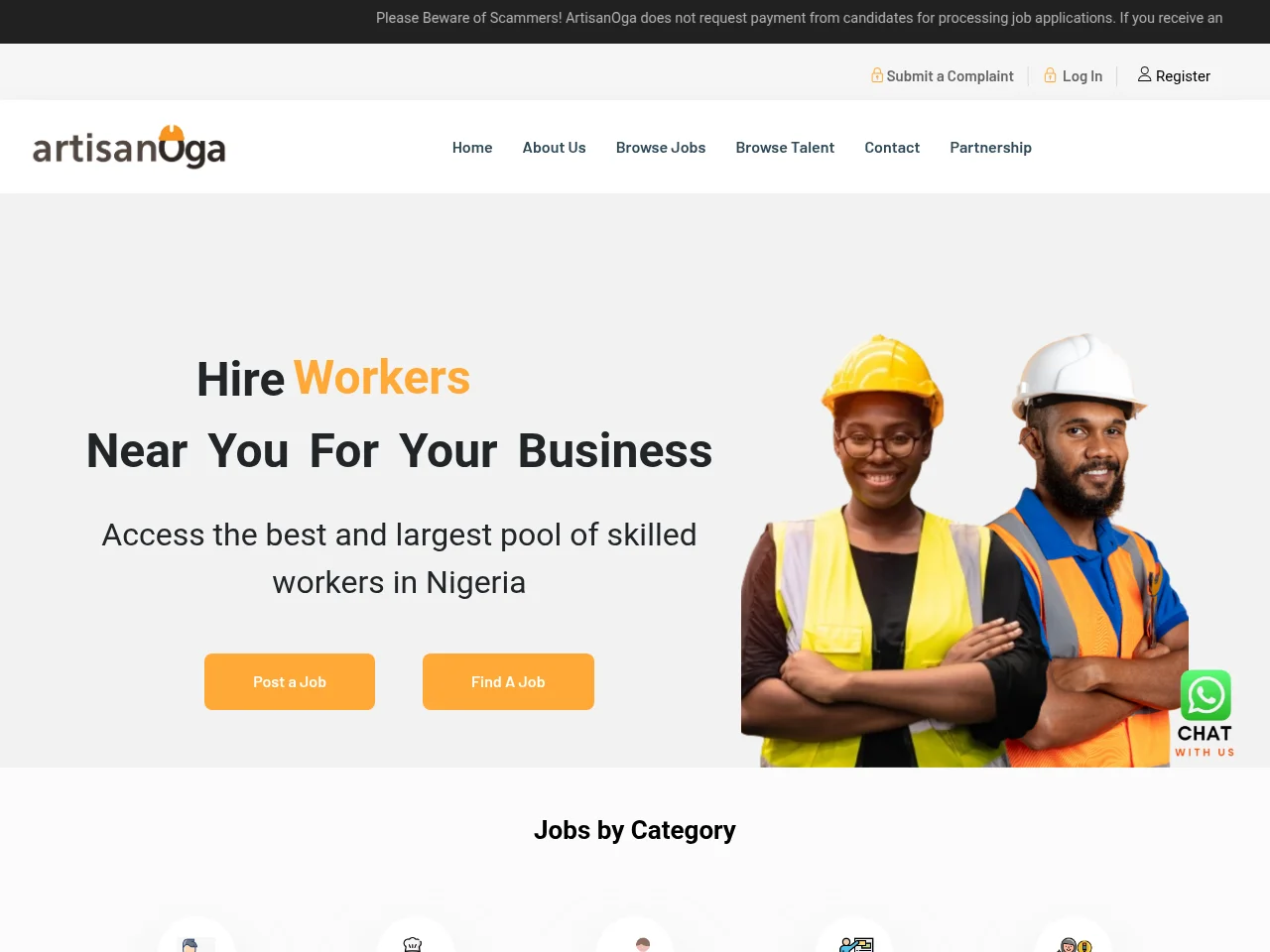ArtisanOga screenshot ArtisanOga job board platform screenshot showing job search interface