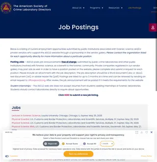 ASCLD Job Postings platform preview