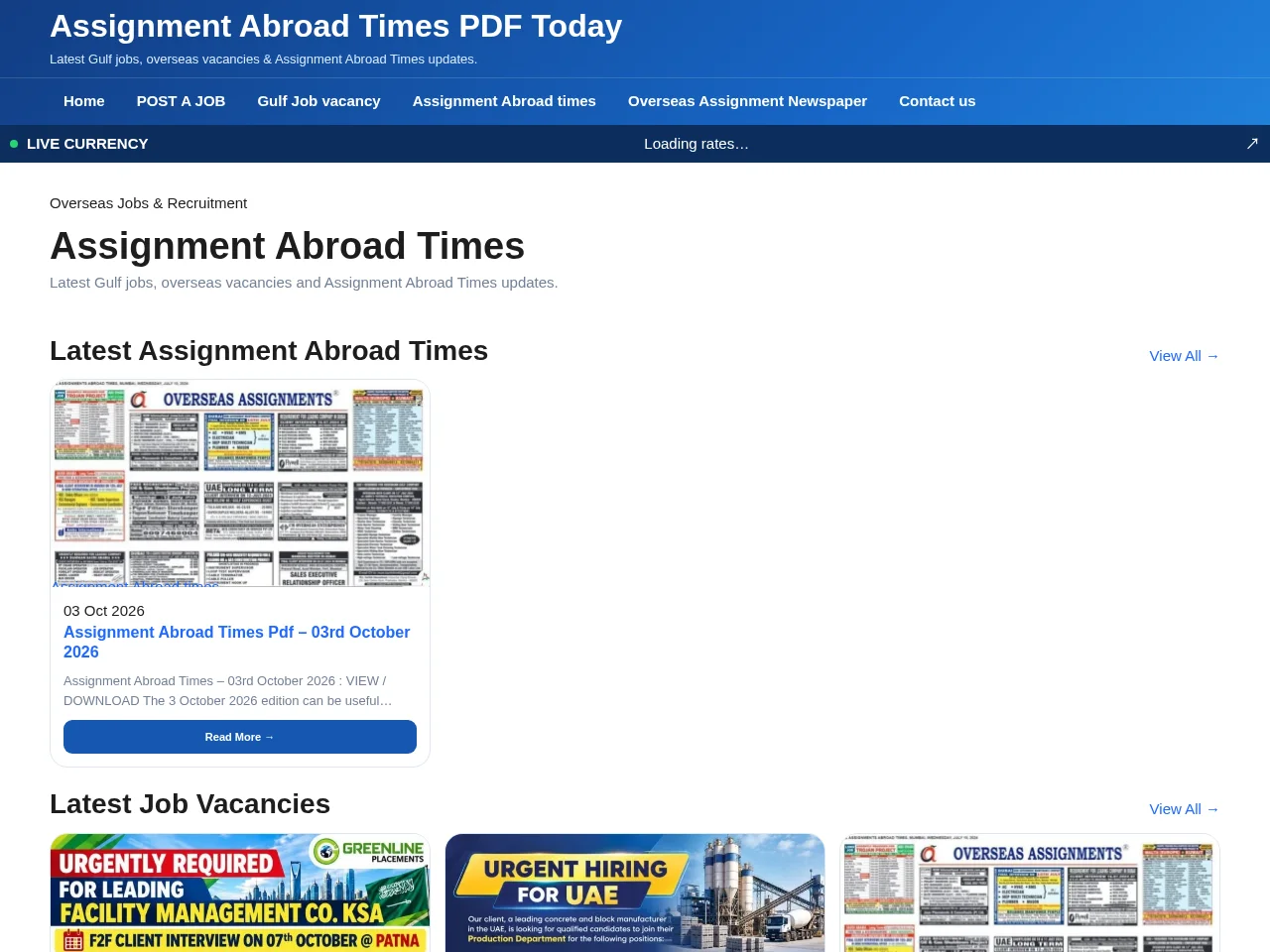 Assignment Abroad Times screenshot Assignment Abroad Times job board platform screenshot showing job search interface