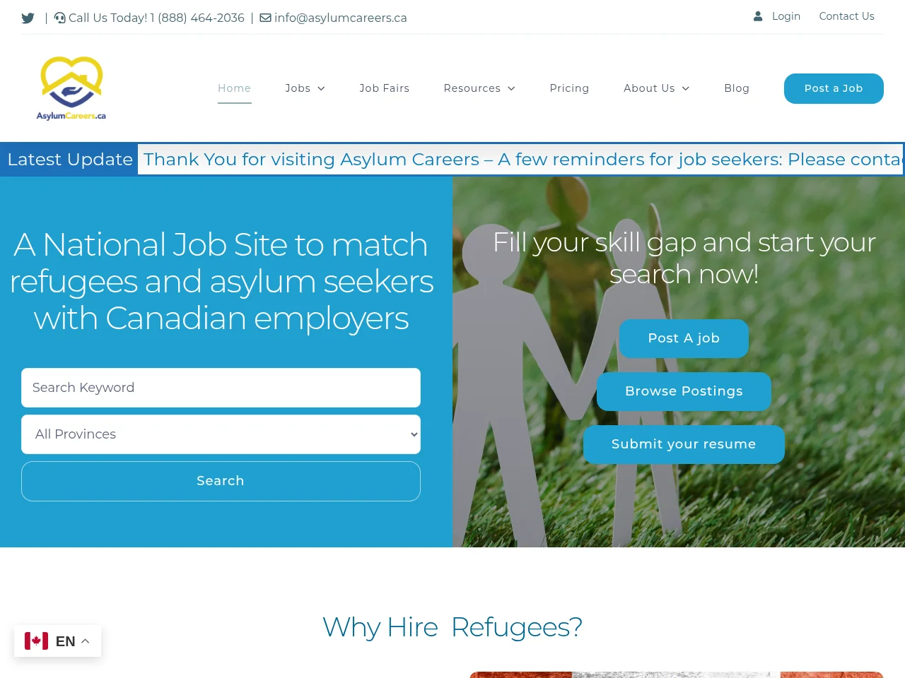 Asylum Careers job board platform screenshot showing job search interface