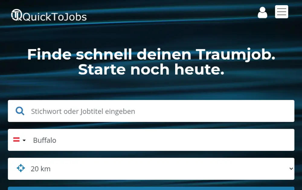 Quicktojobs Österreich screenshot Quicktojobs Österreich job board platform screenshot showing job search interface