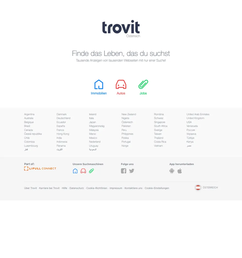Trovit job board platform screenshot showing job search interface