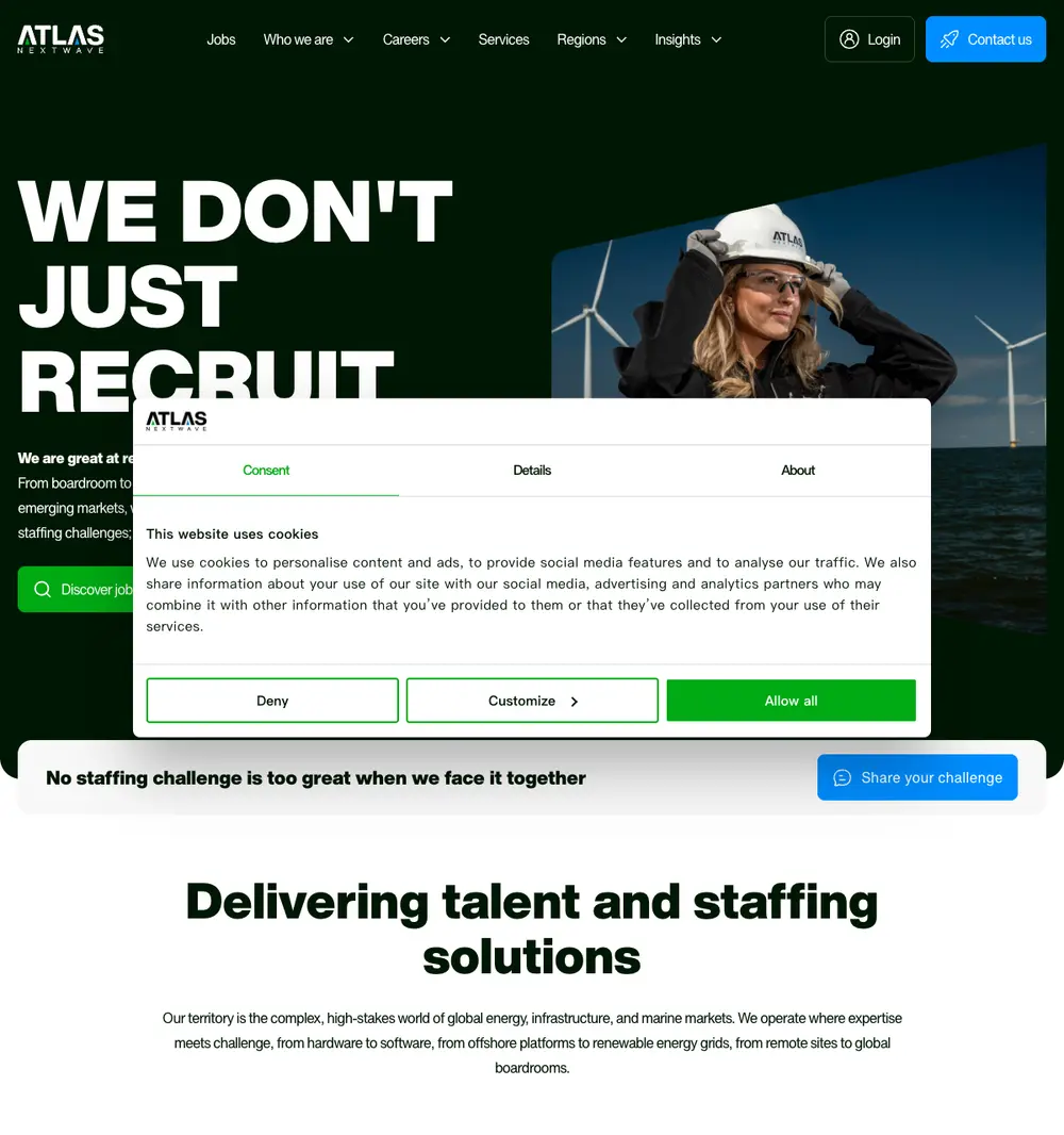 Atlas NextWave job board platform screenshot showing job search interface