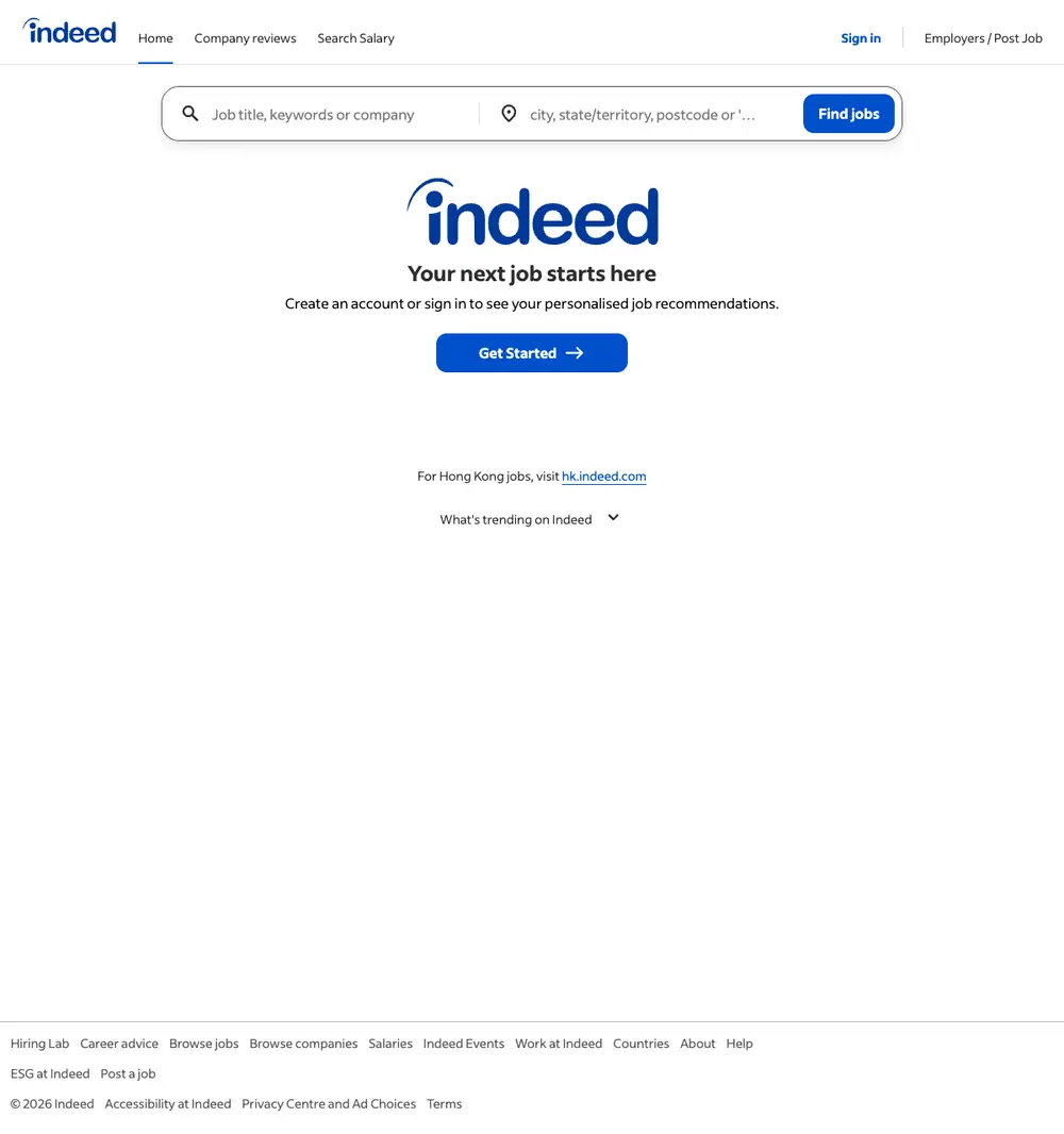 Indeed job board platform screenshot showing job search interface