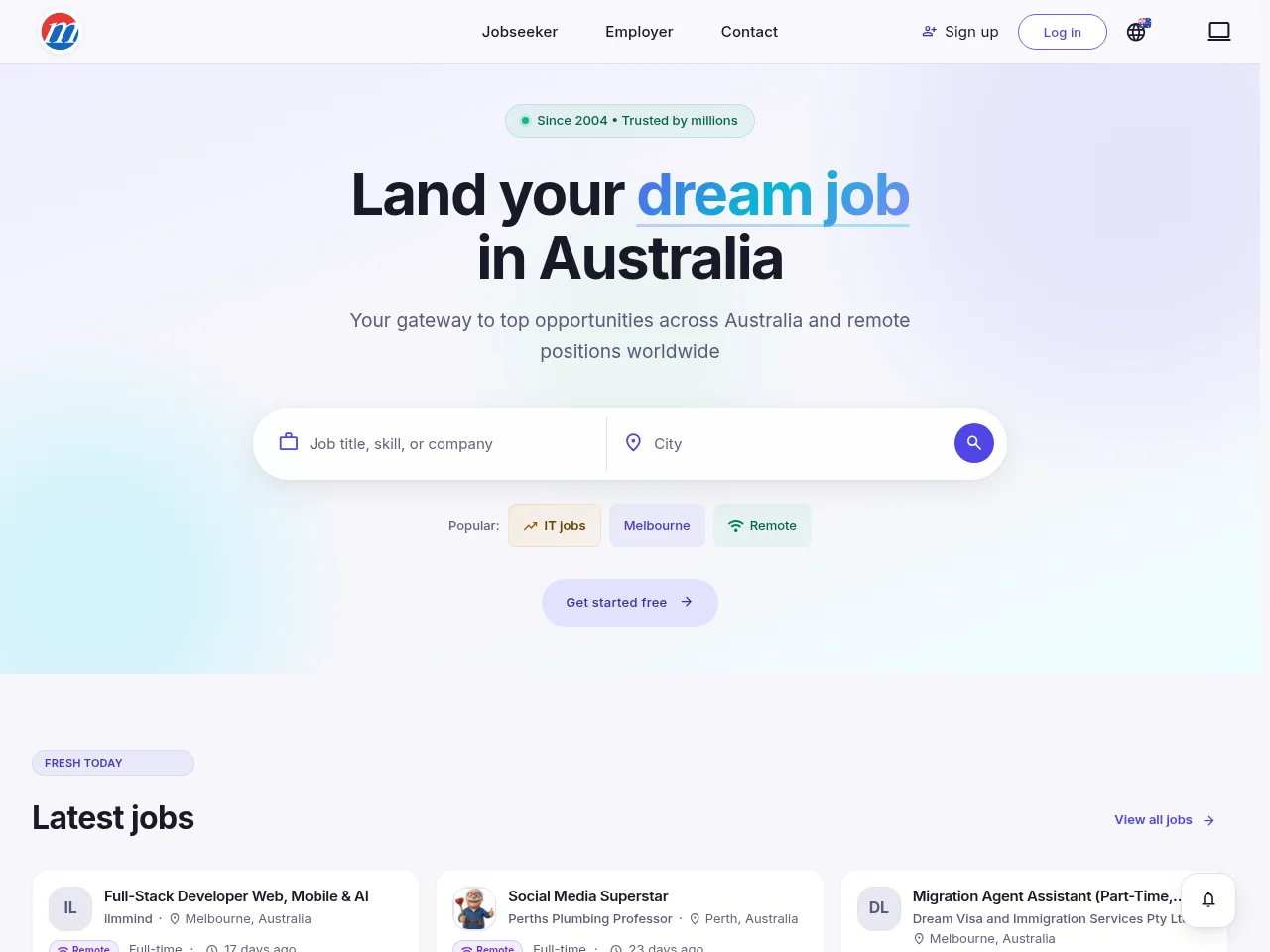 Mustakbil.com job board platform screenshot showing job search interface