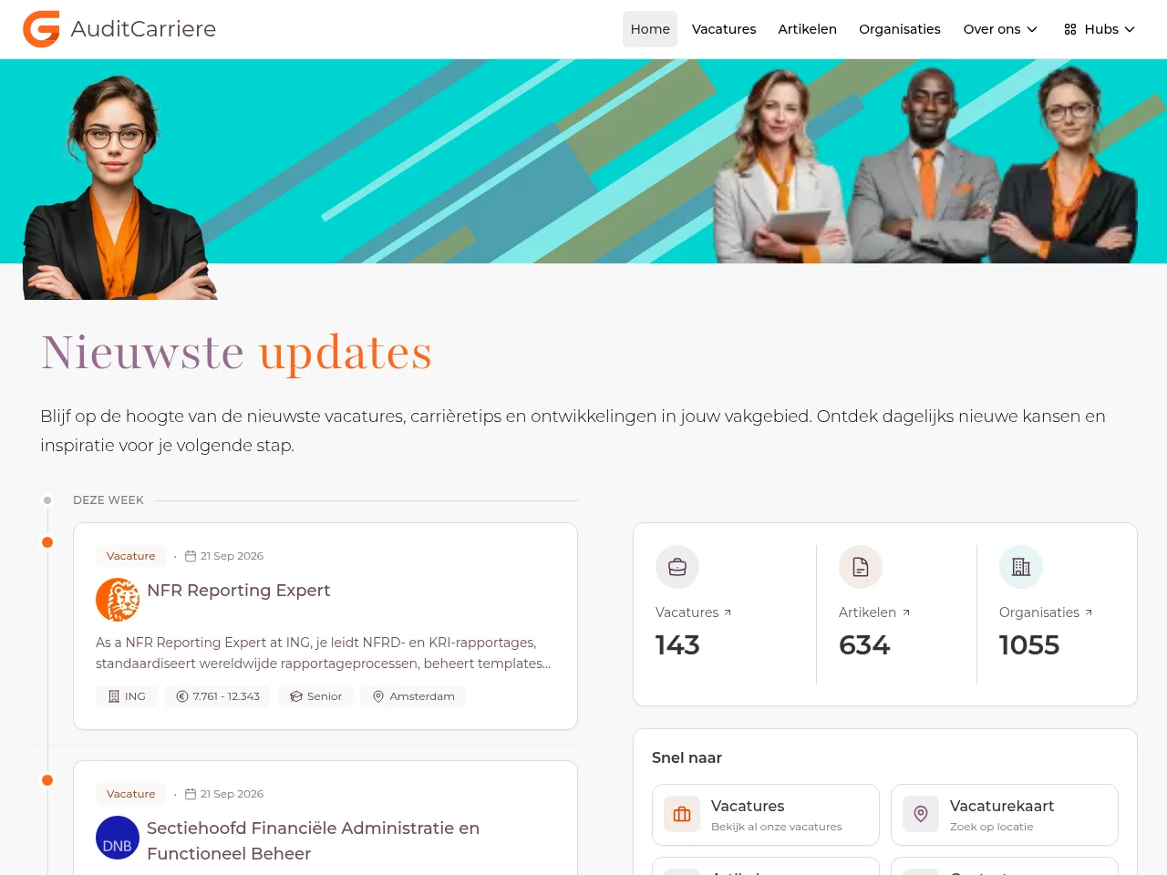 AuditCarriere.nl job board platform screenshot showing job search interface