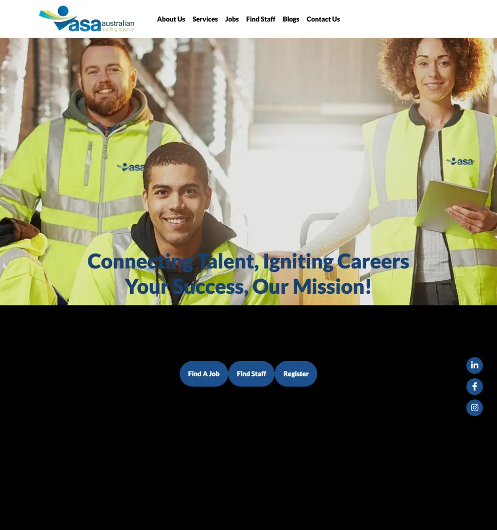Australian Staffing Agency job board platform screenshot showing job search interface