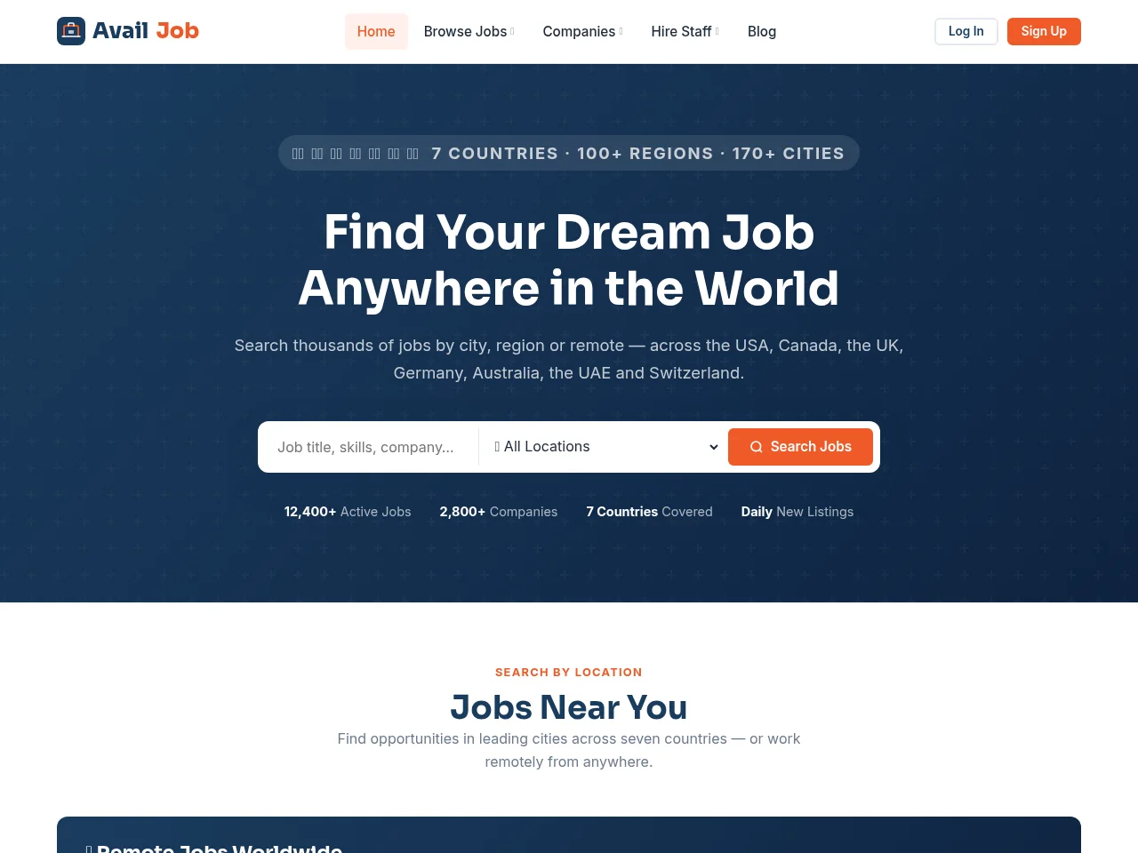 AvailJob website screenshot