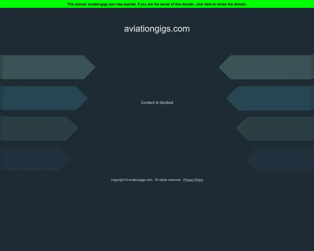 AviationGigs job board platform screenshot showing job search interface