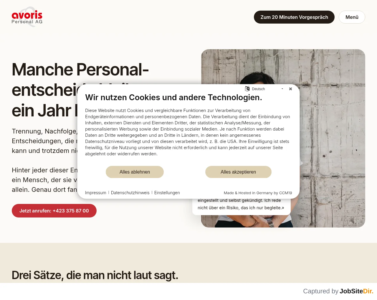 avoris Personal AG website screenshot