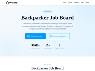 Backpacker Job Board platform preview Backpacker Job Board platform preview