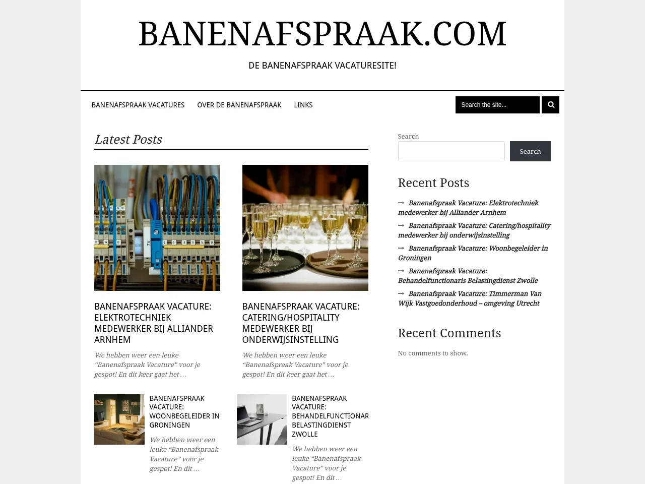 Banenafspraak.com job board platform screenshot showing job search interface