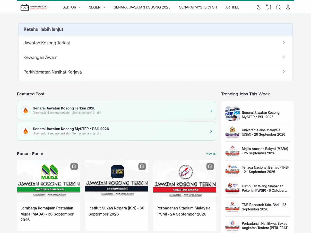 BanyakJawatan job board platform screenshot showing job search interface