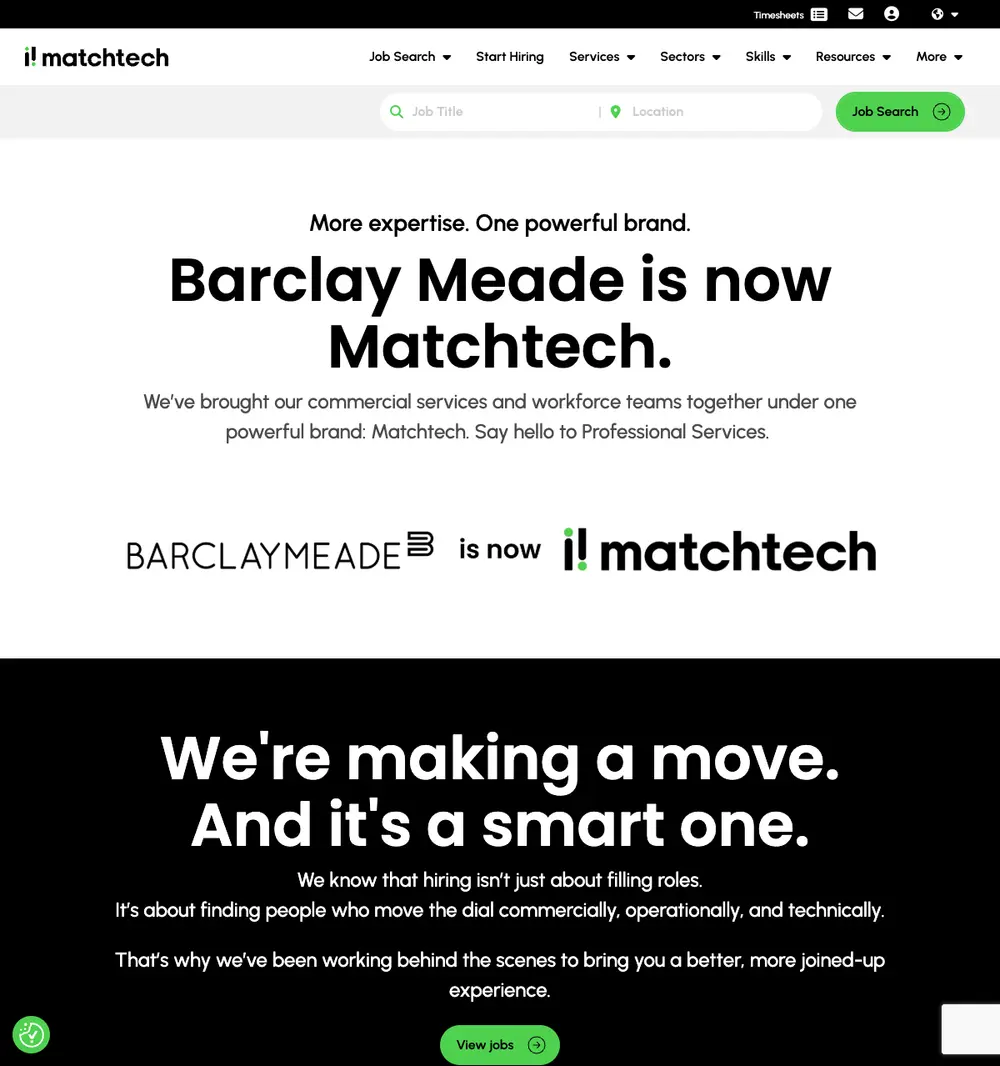 Barclay Meade job board platform screenshot showing job search interface