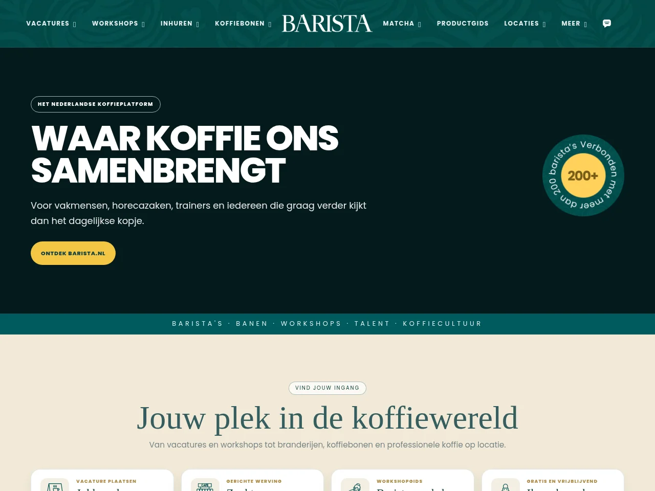 Barista.nl screenshot Barista.nl job board platform screenshot showing job search interface
