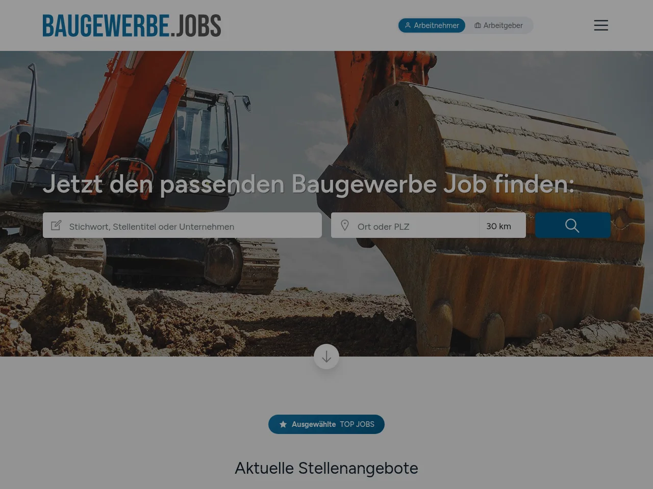 BAUGEWERBE.JOBS screenshot BAUGEWERBE.JOBS job board platform screenshot showing job search interface