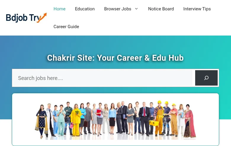Bdjobtry.com job board platform screenshot showing job search interface