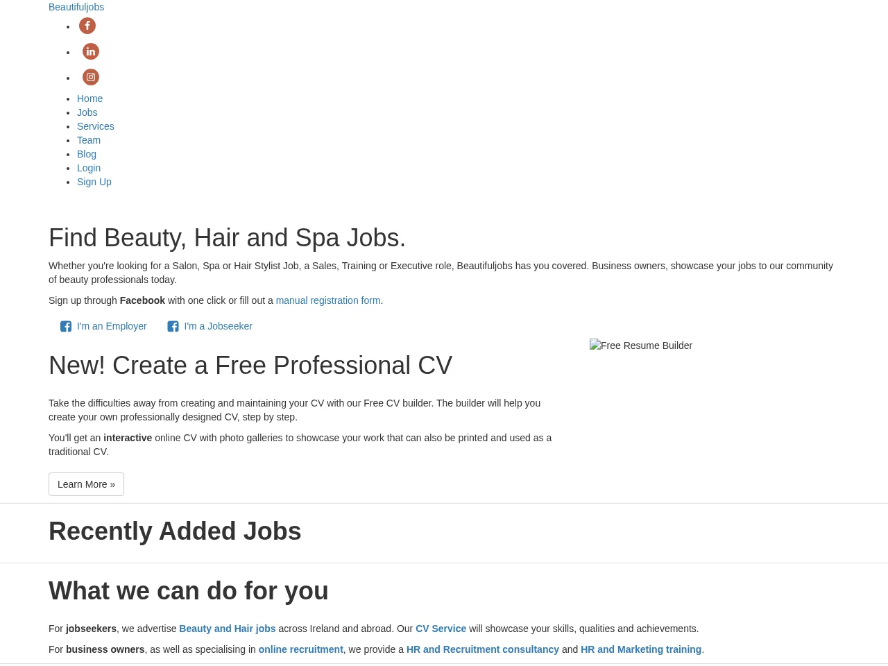 BeautifulJobs job board platform screenshot showing job search interface