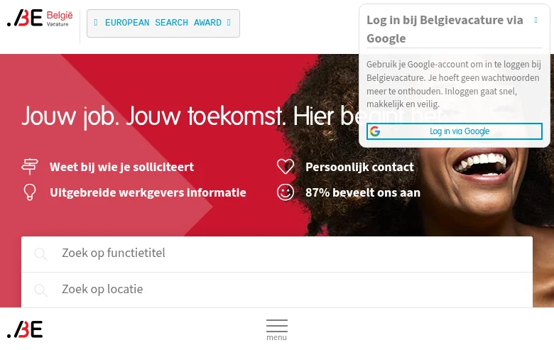 belgievacature.be screenshot belgievacature.be job board platform screenshot showing job search interface
