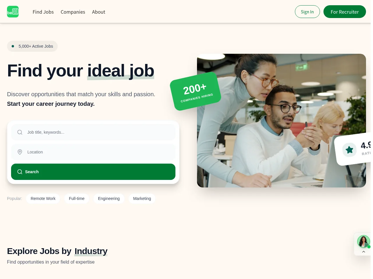bell.careers job board platform screenshot showing job search interface