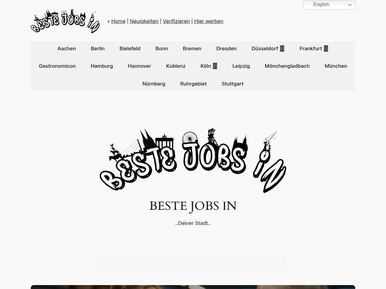 BesteJobsIn.de job board platform screenshot showing job search interface