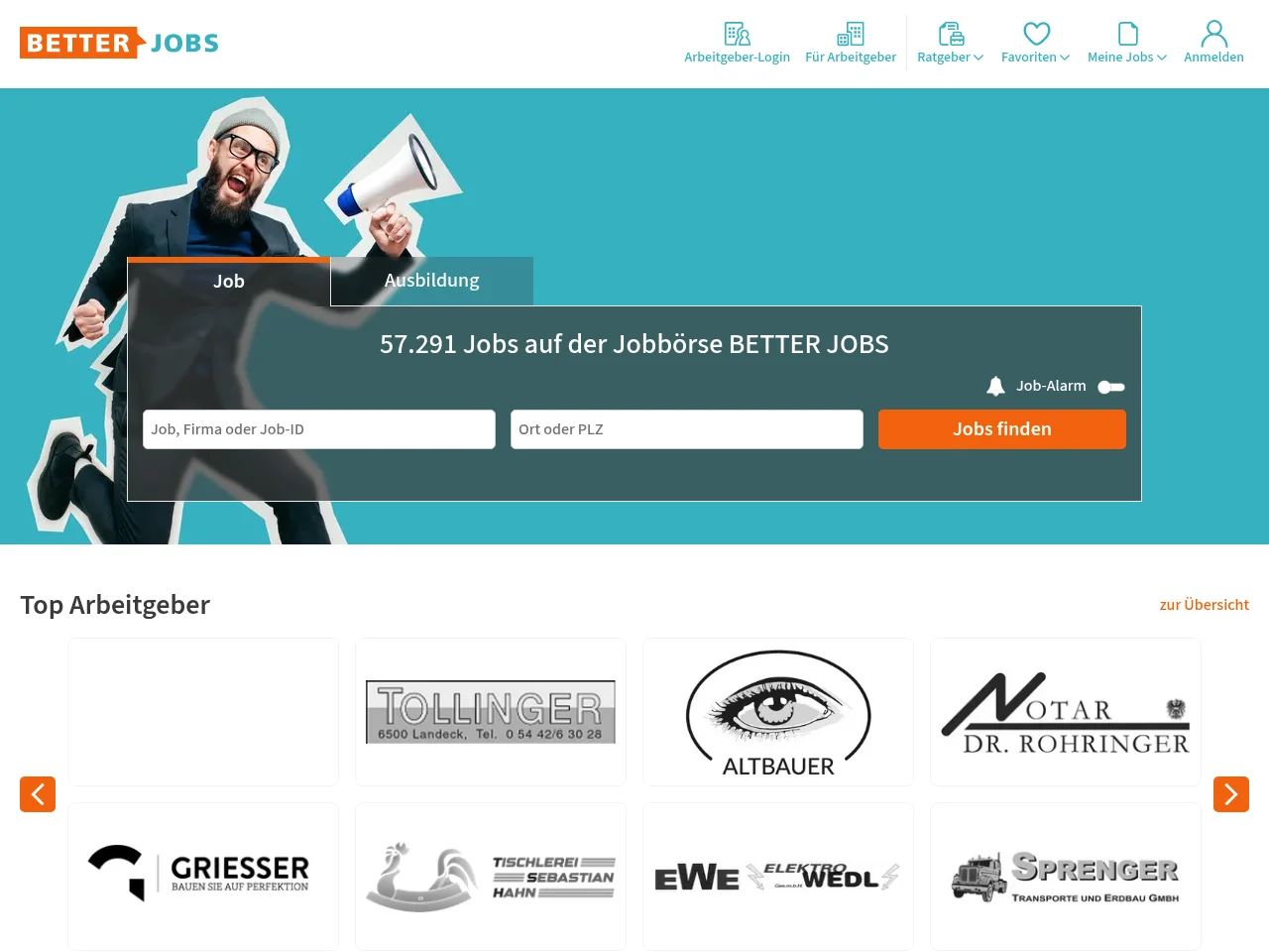 better-jobs.at screenshot better-jobs.at job board platform screenshot showing job search interface