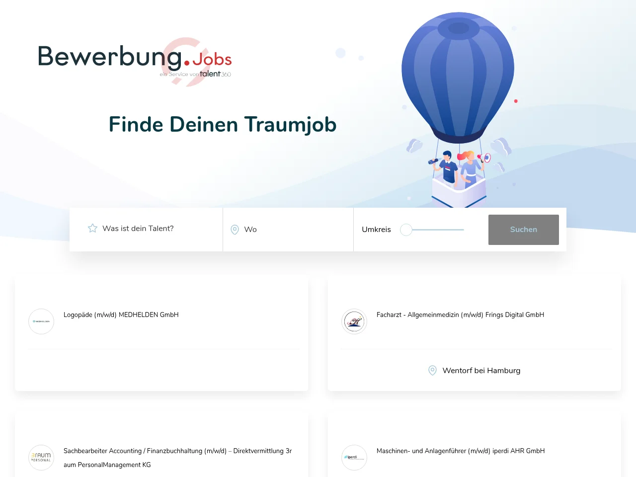 bewerbung.jobs job board platform screenshot showing job search interface