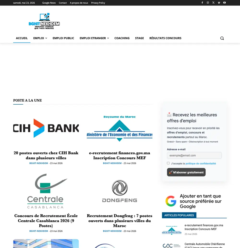 Bghit Nekhdem screenshot Bghit Nekhdem job board platform screenshot showing job search interface