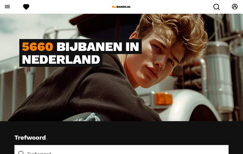 Bijbanen.nl job board platform screenshot showing job search interface
