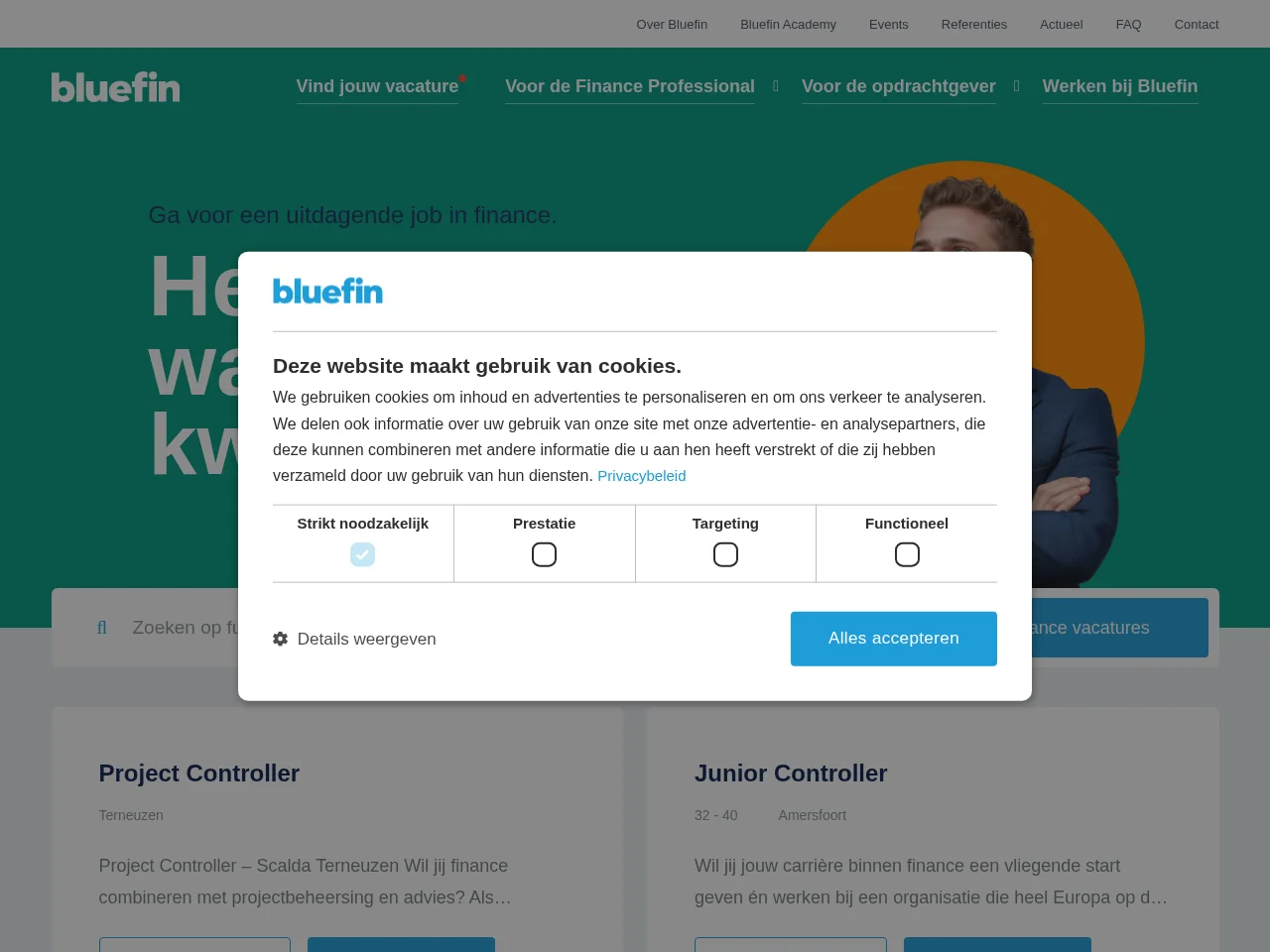 Bluefin screenshot Bluefin job board platform screenshot showing job search interface