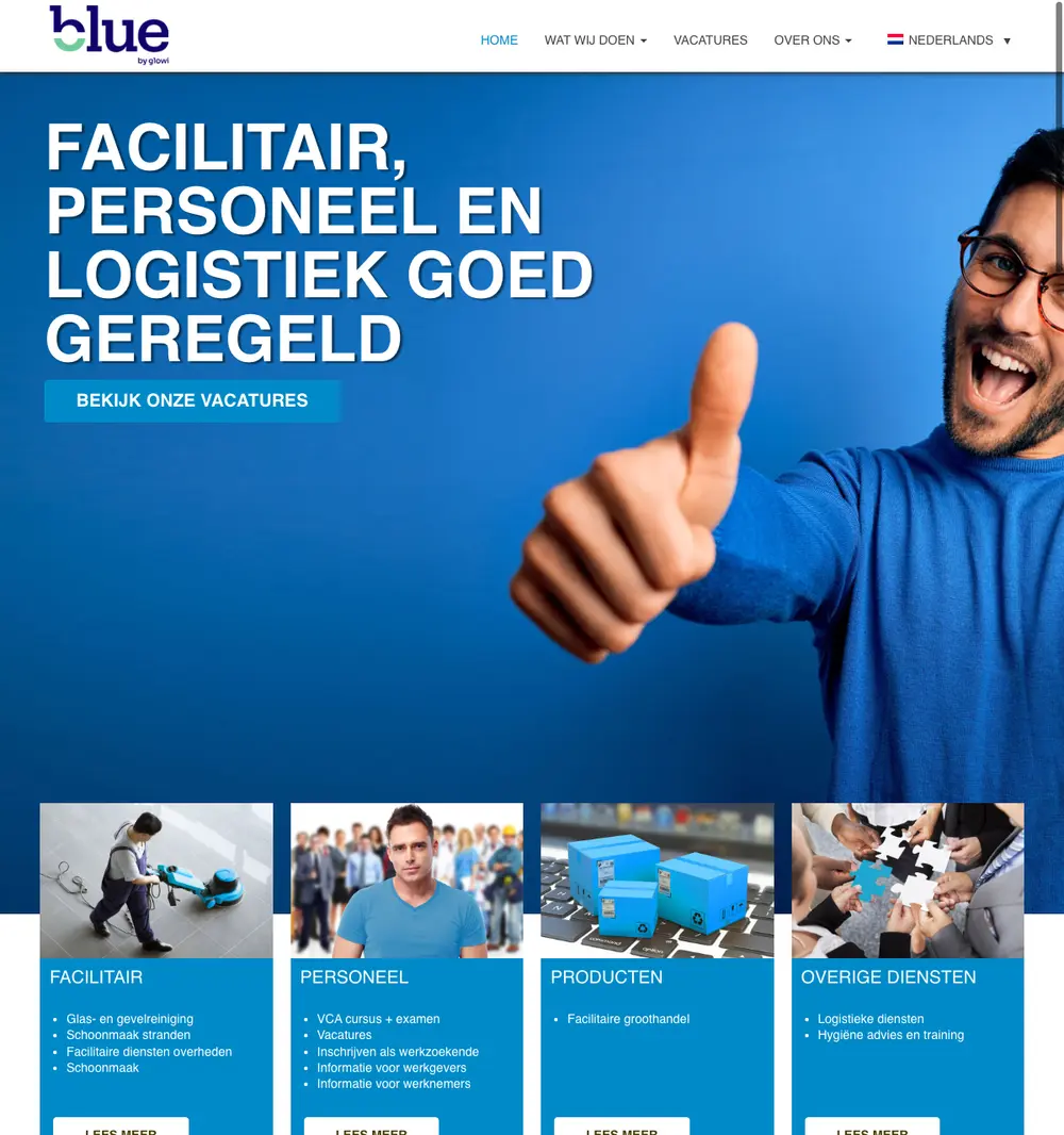 Blue Groep job board platform screenshot showing job search interface