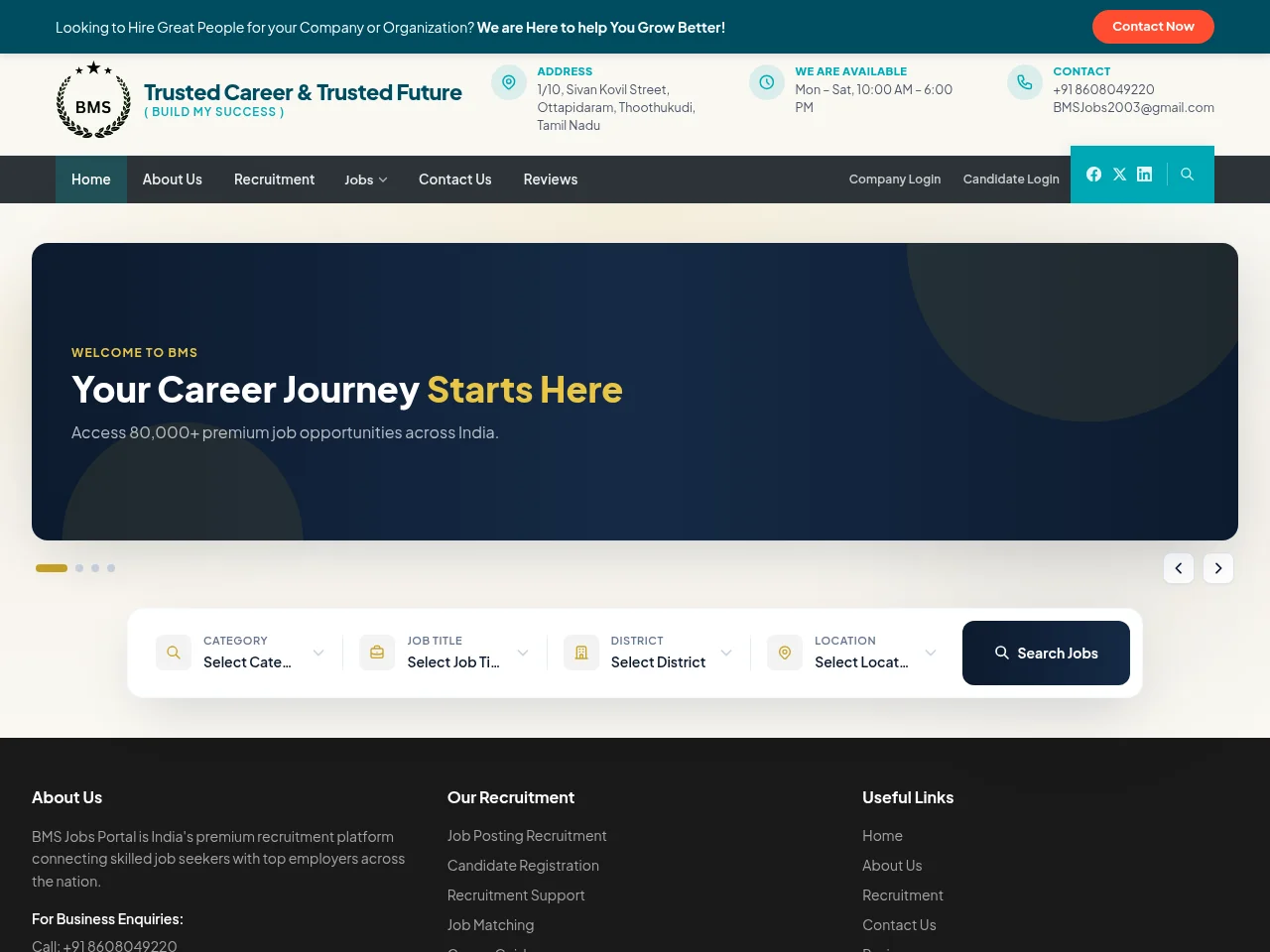 BMS IT Job Career screenshot BMS IT Job Career website screenshot