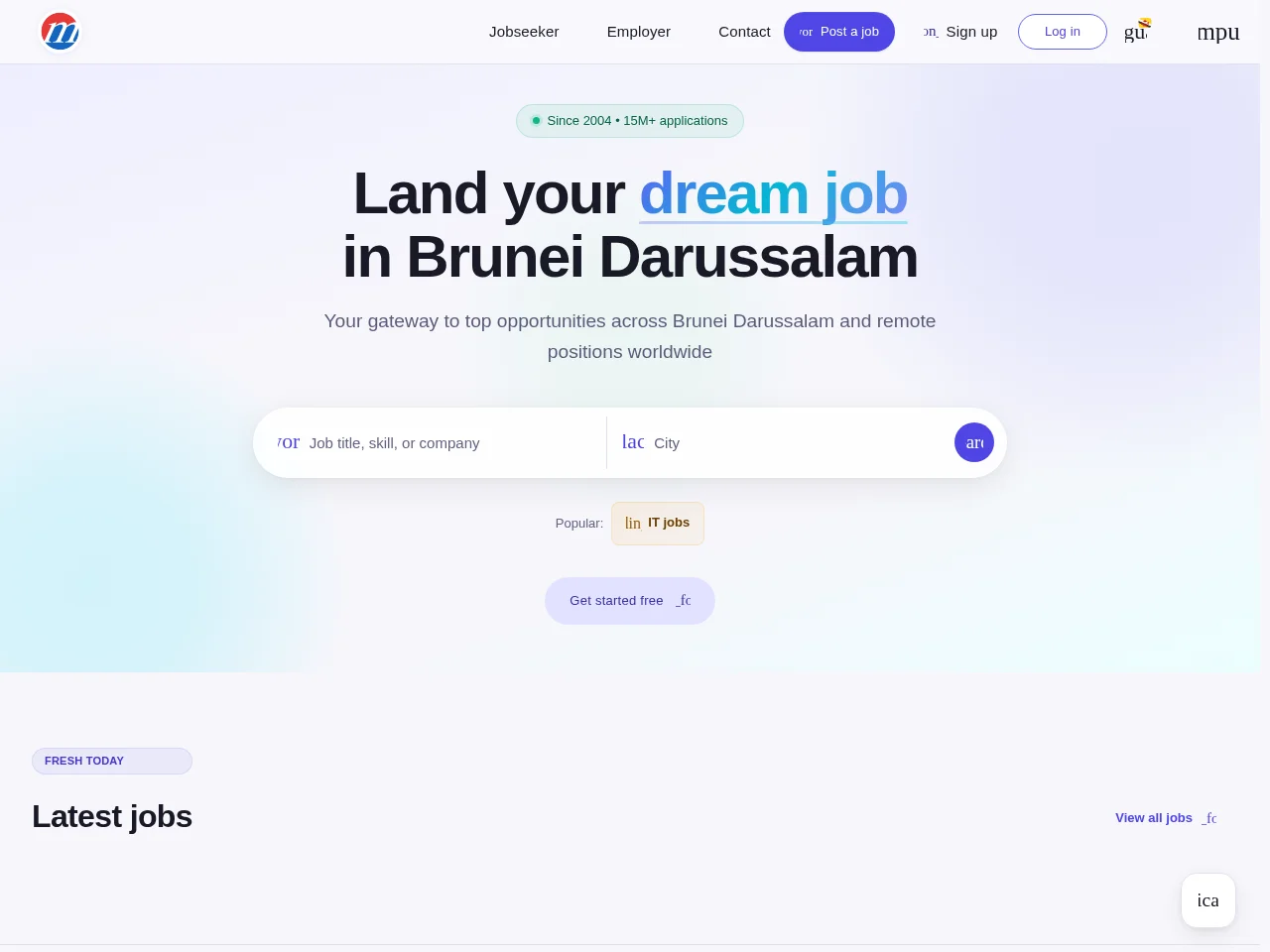Mustakbil.com job board platform screenshot showing job search interface